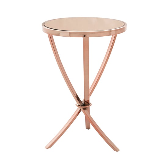 Alluras Round Glass Side Table In Rose Gold