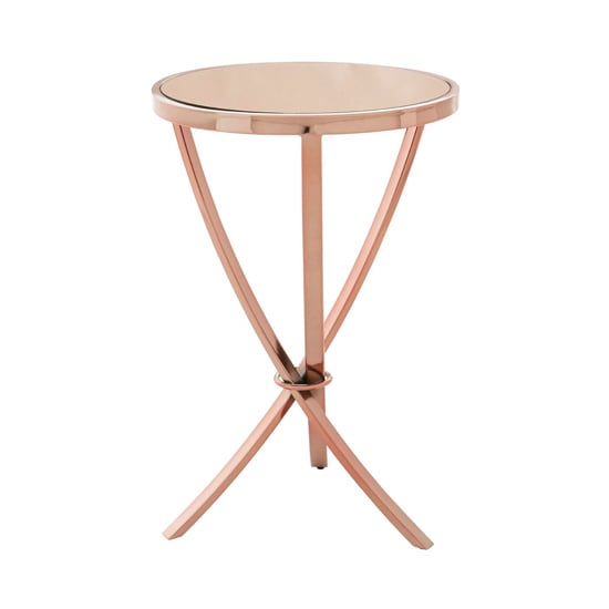 Photo of Alluras round glass side table in rose gold