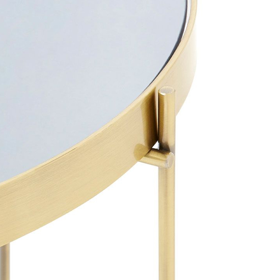 Alluras Round Small Black Glass Dining Table In Bronze Frame