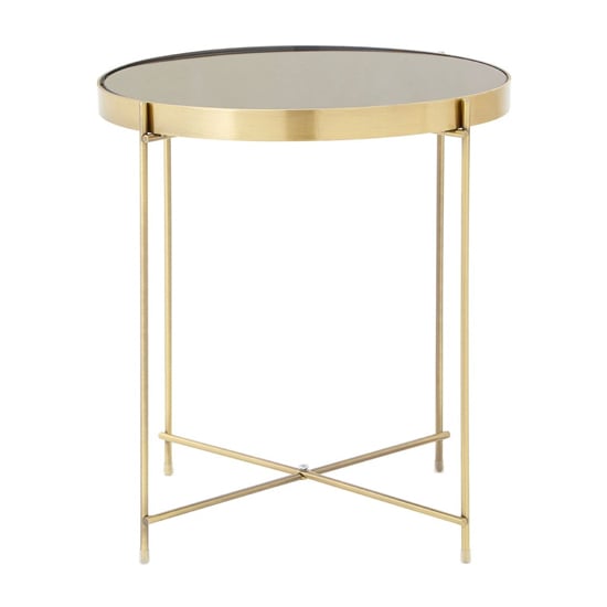 Alluras Round Small Black Glass Dining Table In Bronze Frame_1