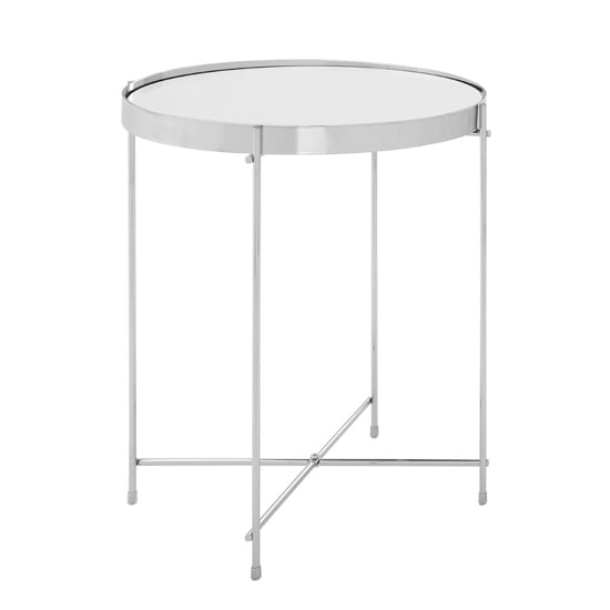 Product photograph of Alluras Round Small Black Glass Dining Table In Silver Frame from Furniture in Fashion