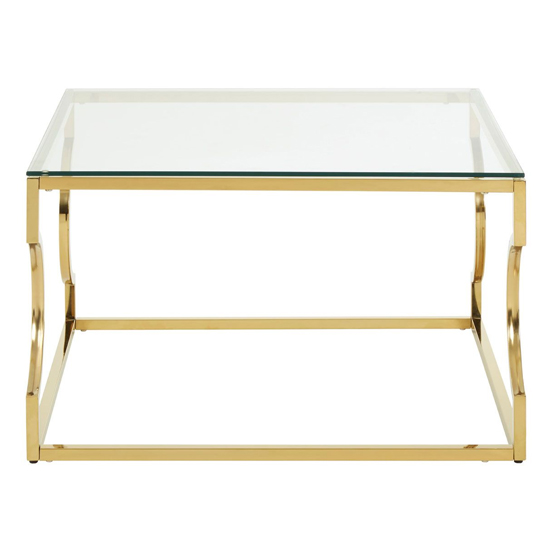 Alluras Small Clear Glass Coffee Table With Curved Gold Frame