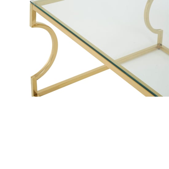 Alluras Small Clear Glass Coffee Table With Curved Gold Frame