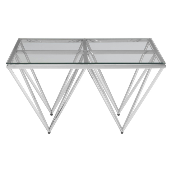 Alluras Small Clear Glass Coffee Table With Silver Spike Frame