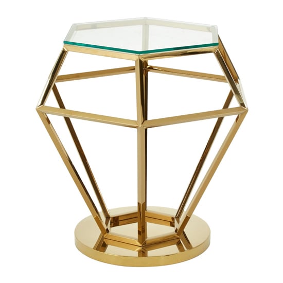 Alluras Small Clear Glass End Table With Diamond Gold Frame_2