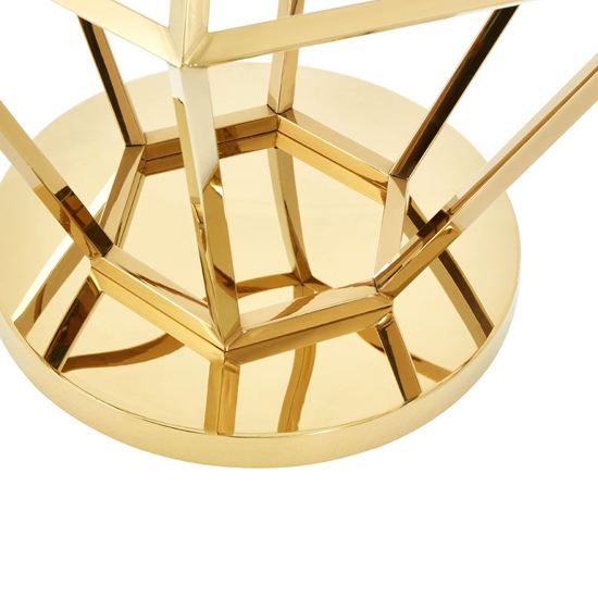 Alluras Small Clear Glass End Table With Diamond Gold Frame