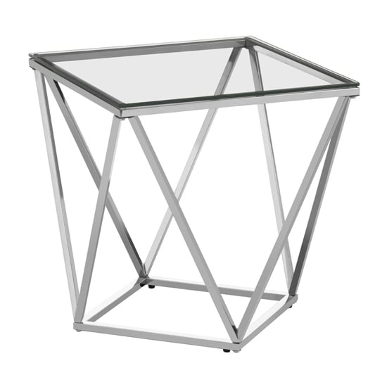 Alluras Small Clear Glass End Table With Twist Silver Frame