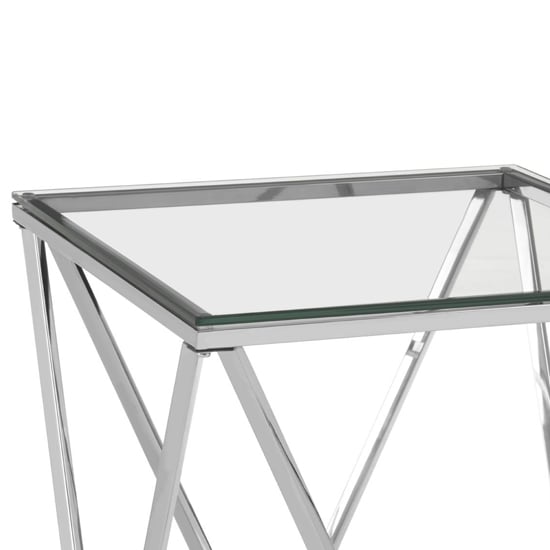 Alluras Small Clear Glass End Table With Twist Silver Frame