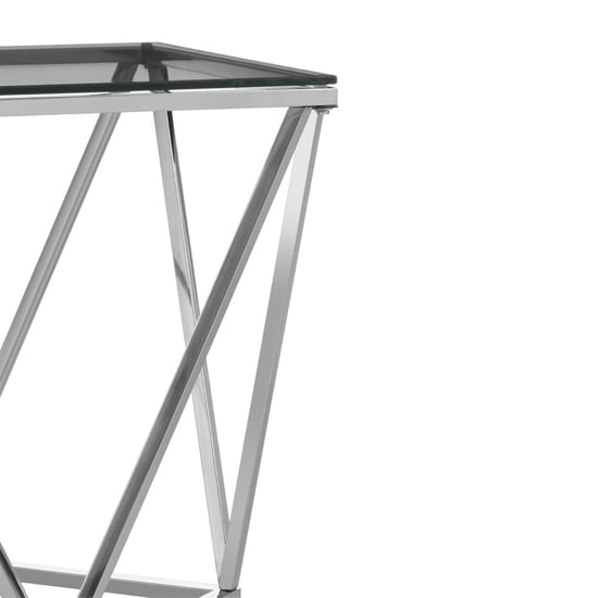 Alluras Small Clear Glass End Table With Twist Silver Frame