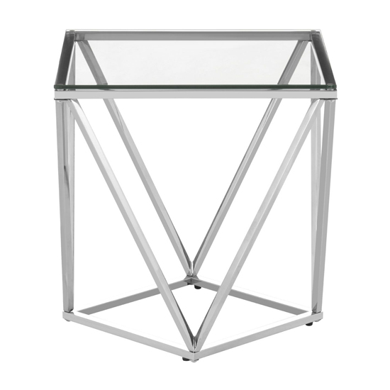 Product photograph of Alluras Small Clear Glass End Table With Twist Silver Frame from Furniture in Fashion