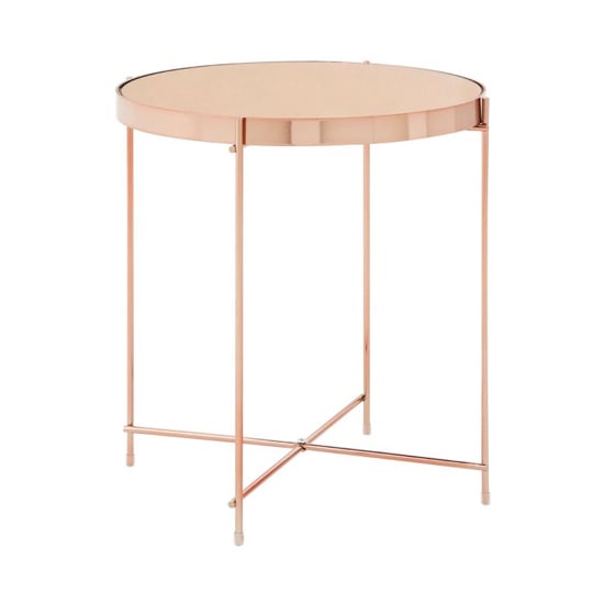 Alluras Small Pink Glass Side Table With Rose Gold Frame_2