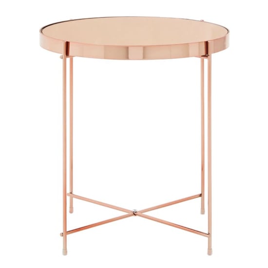 Alluras Small Pink Glass Side Table With Rose Gold Frame