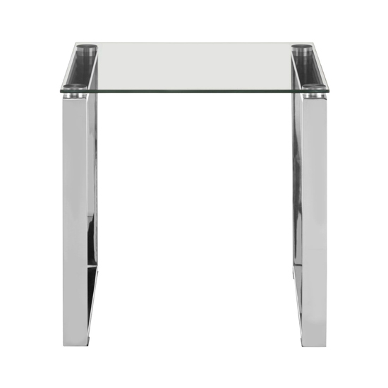 Alluras Square Clear Glass End Table With Silver Frame