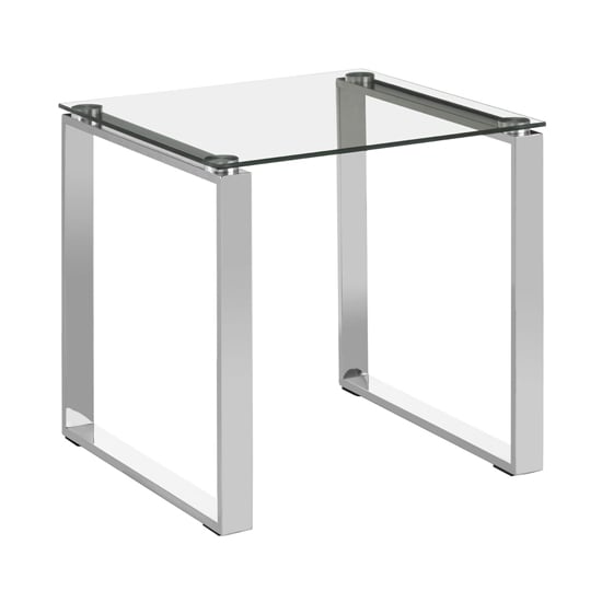 Alluras Square Clear Glass End Table With Silver Frame