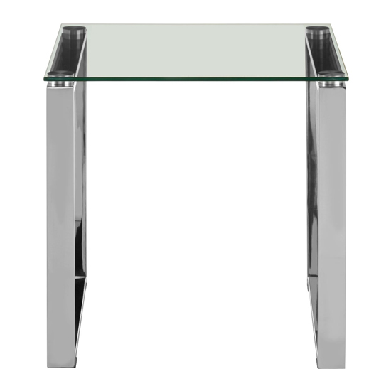 Alluras Square Glass End Table With Silver Base Furniture in Fashion