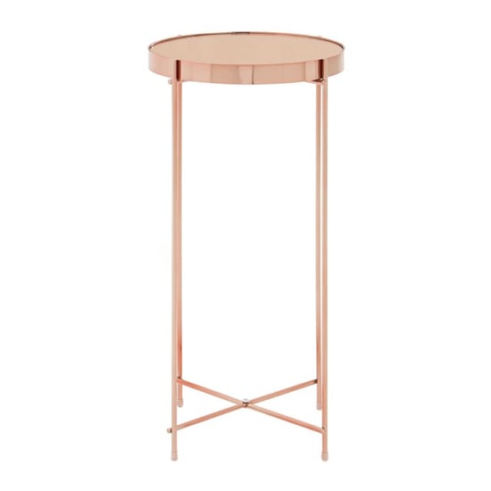 Alluras Tall Pink Glass Side Table With Rose Gold Frame_1