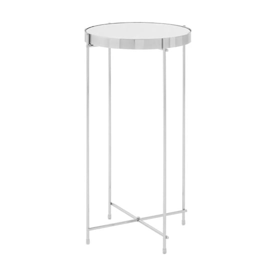 Photo of Alluras tall silver glass side table with chrome frame