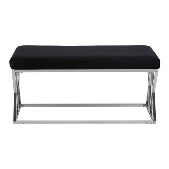 Alluras Velvet Upholstered Dining Bench In Black FiF
