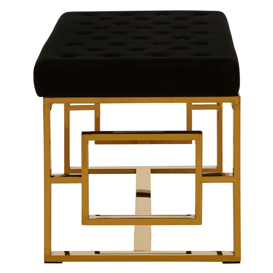 Allure Black Velvet Bench With Gold Finish Metal Base Furniture in