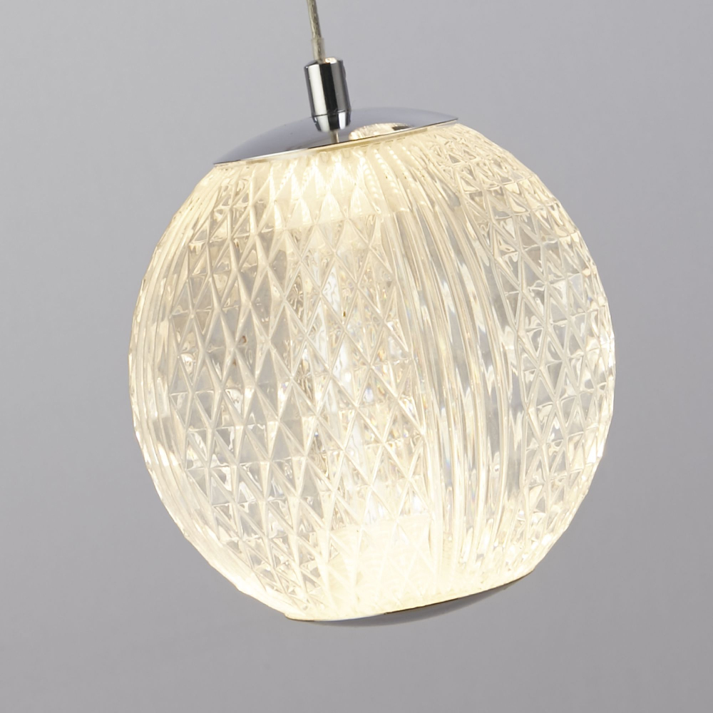 Allure Clear Acrylic Shade Multi Drop Pendant Light In Chrome