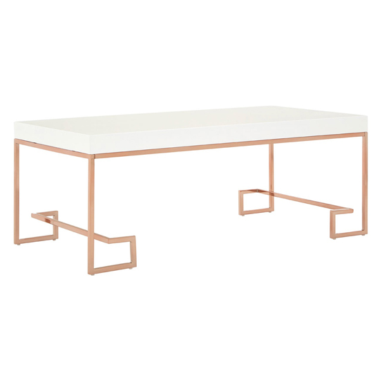 Alluras Coffee Table In Rose Gold With White Top   _2