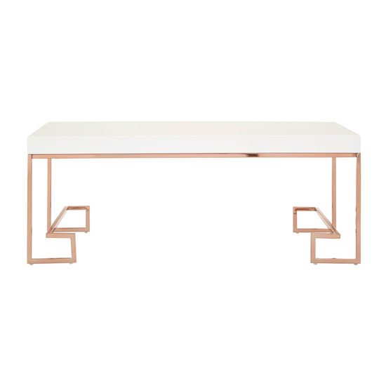 Alluras Coffee Table In Rose Gold With White Top