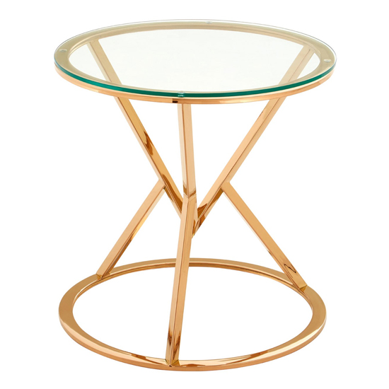 Alluras Corseted Round End Table In Rose Gold    _2