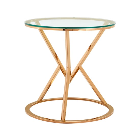 Read more about Alluras corseted round end table in rose gold