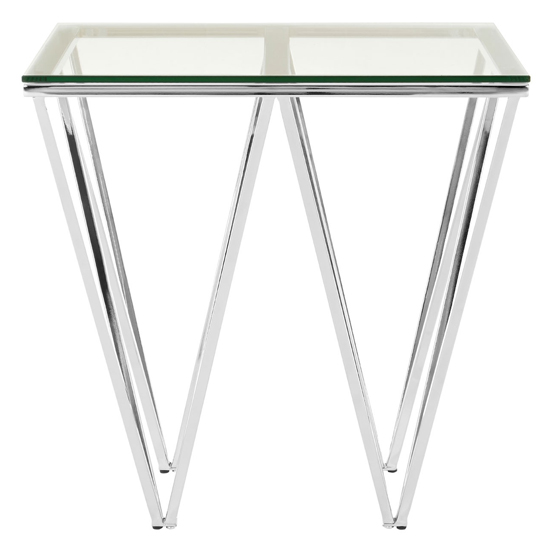 Product photograph of Alluras End Table In Chrome With Triangular Base from Furniture in Fashion