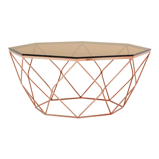 Allure Glass Coffee Table With Rose Gold Base Furniture in Fashion