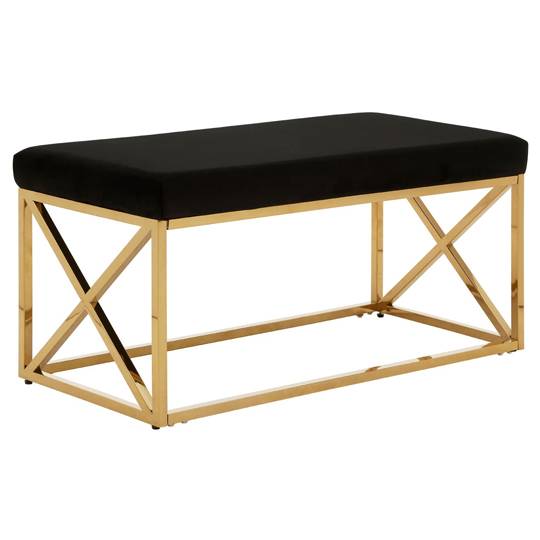 Alluras Velvet Bench Black Furniture in Fashion