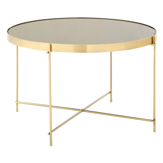 Alluras Large Side Table In Bronze With Black Mirrored Top  