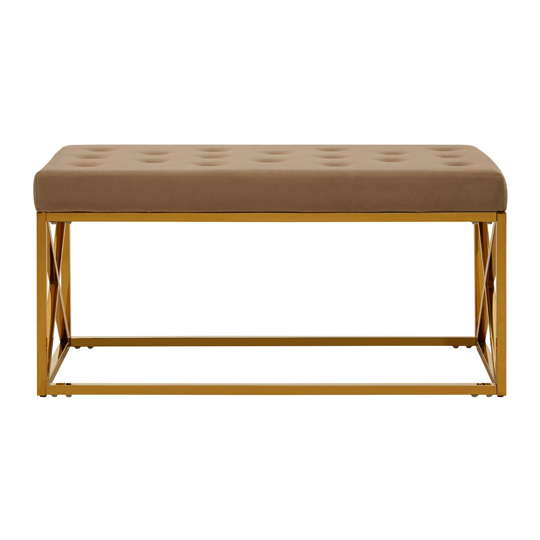 Read more about Alluras mink velvet gold finish bench with metal base