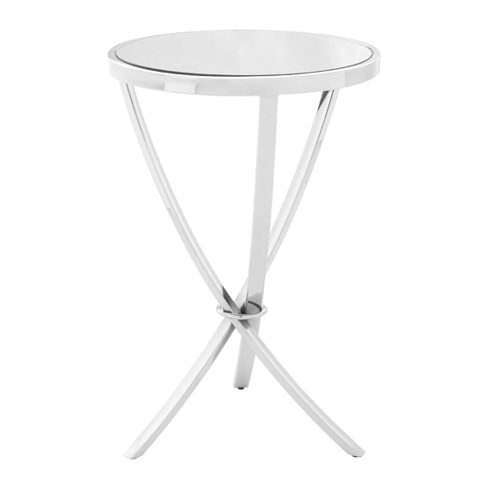 Alluras Pinched Side Table In Chrome With Mirrored Top