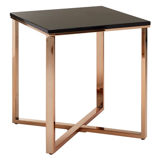 Alluras Square End Table With Black Faux Marble Top   _2