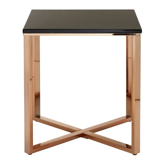 Alluras Square End Table With Black Faux Marble Top   _1