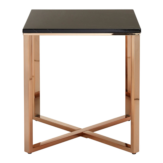 Product photograph of Alluras Square End Table With Black Faux Marble Top from Furniture in Fashion