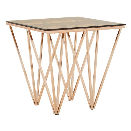 Alluras Square End Table In Champagne With Triangular Base   _2
