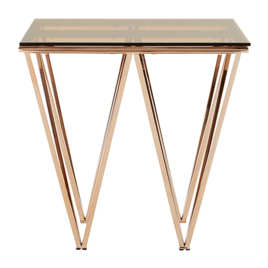 Alluras Square End Table In Champagne With Triangular Base