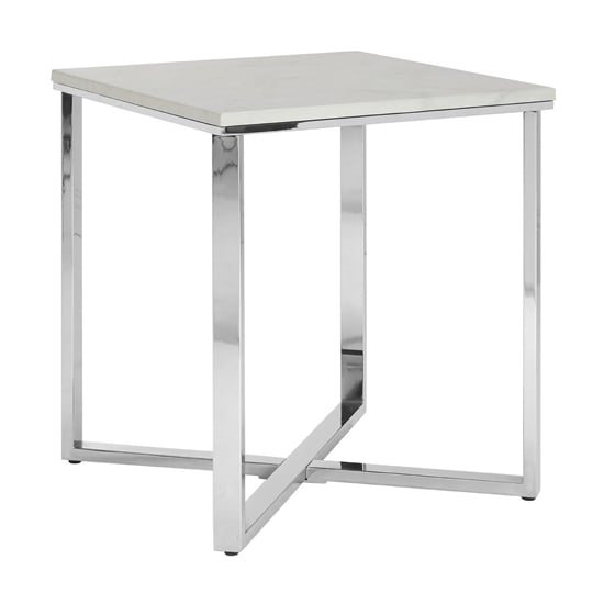 Alluras Square End Table With White Faux Marble Top   _2