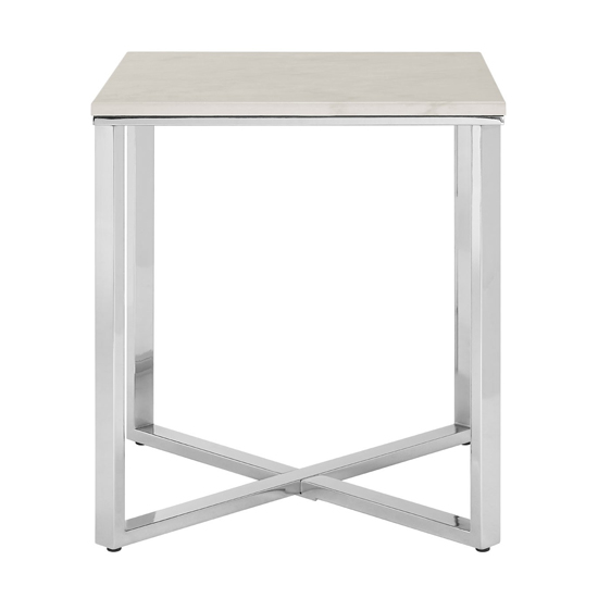 Alluras Square End Table With White Faux Marble Top