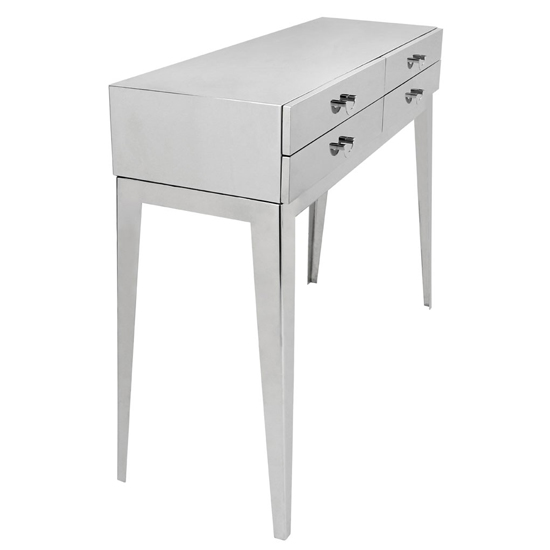 Alluras 4 Drawers Wooden Console Table In Silver_2