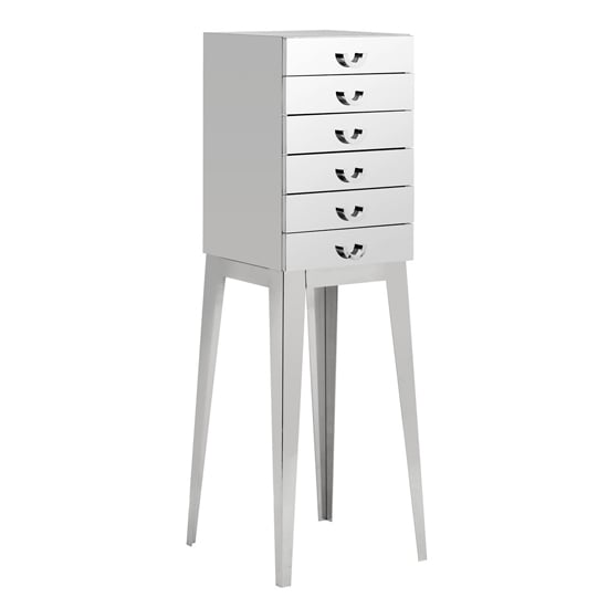 Product photograph of Alluras 6 Drawers Wooden Chest Of Drawers In Silver from Furniture in Fashion