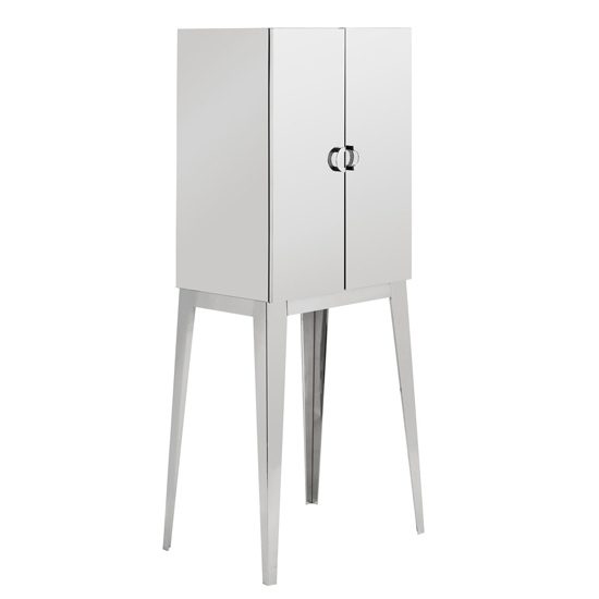 Alluras Wooden 2 Doors Storage Cabinet In Silver