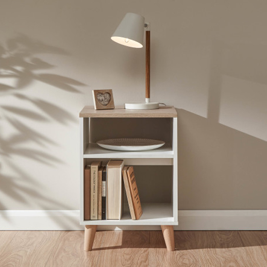 Read more about Aldeburgh wooden lamp table in white and oak