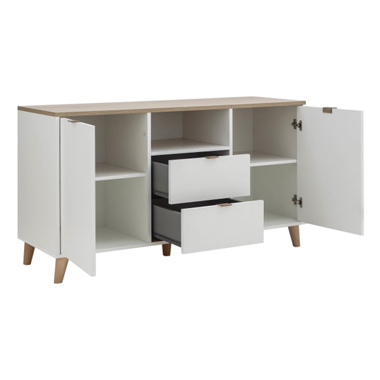 Aldeburgh Wooden Sideboard With 2 Doors 2 Drawers In White Oak_6
