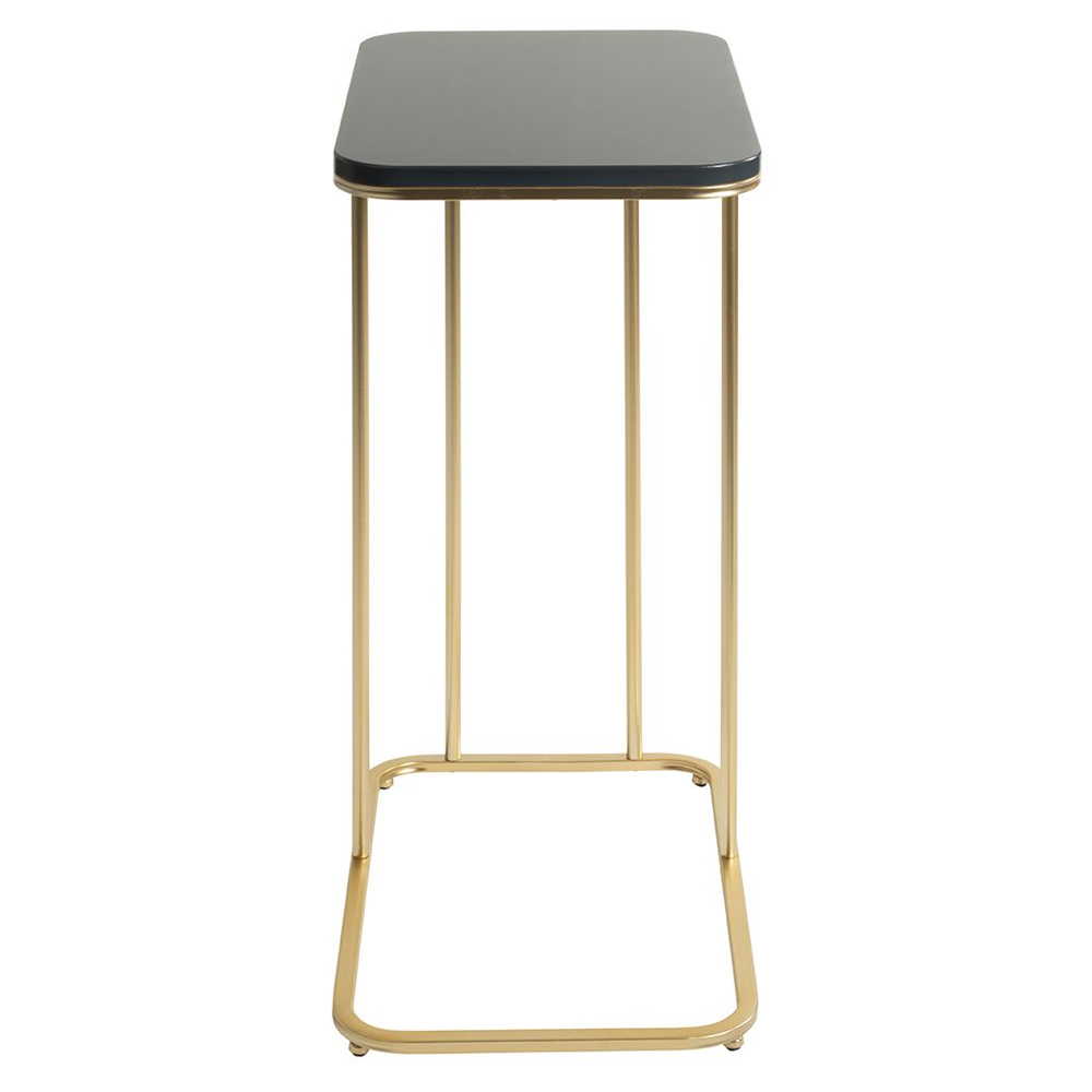 Almancil Anthracite Wooden Top Side Table with Tubular Steel Gold Base