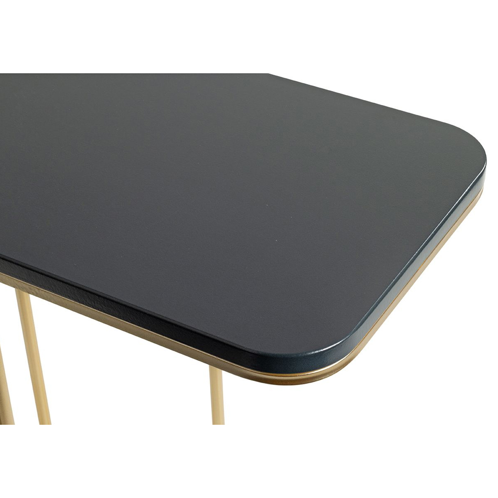 Almancil Anthracite Wooden Top Side Table with Tubular Steel Gold Base