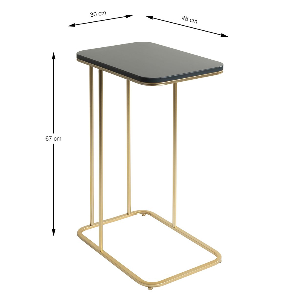 Almancil Anthracite Wooden Top Side Table with Tubular Steel Gold Base