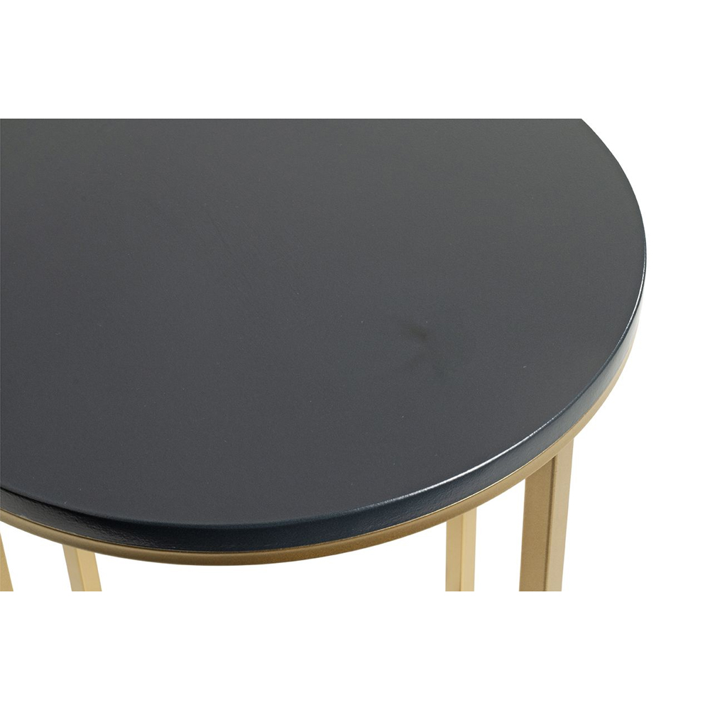 Almancil Round Anthracite Wooden Top Side Table with Tubular Steel Gold Base